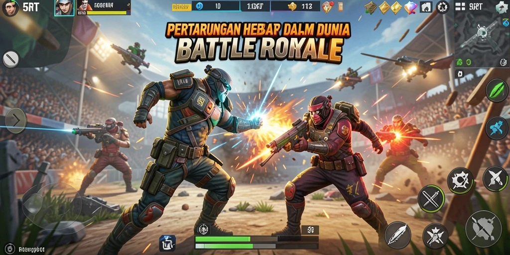 Screenshot aksi mendebarkan dari gameplay 5RT Battle Royale.