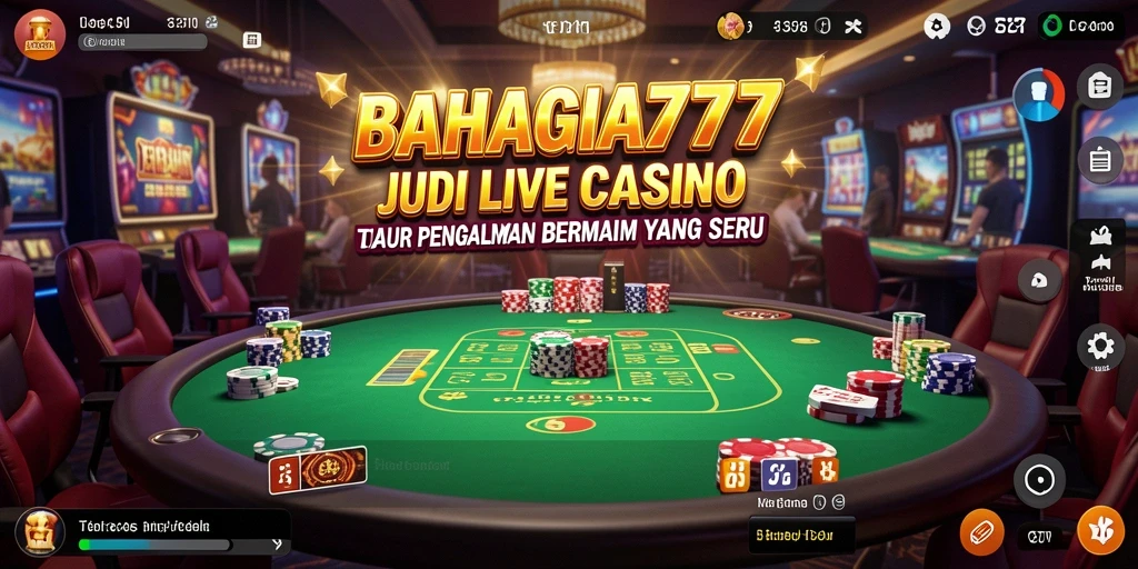 Gameplay BAHAGIA777 menunjukkan dealer yang sedang bermain dengan pemain di meja Live Casino.