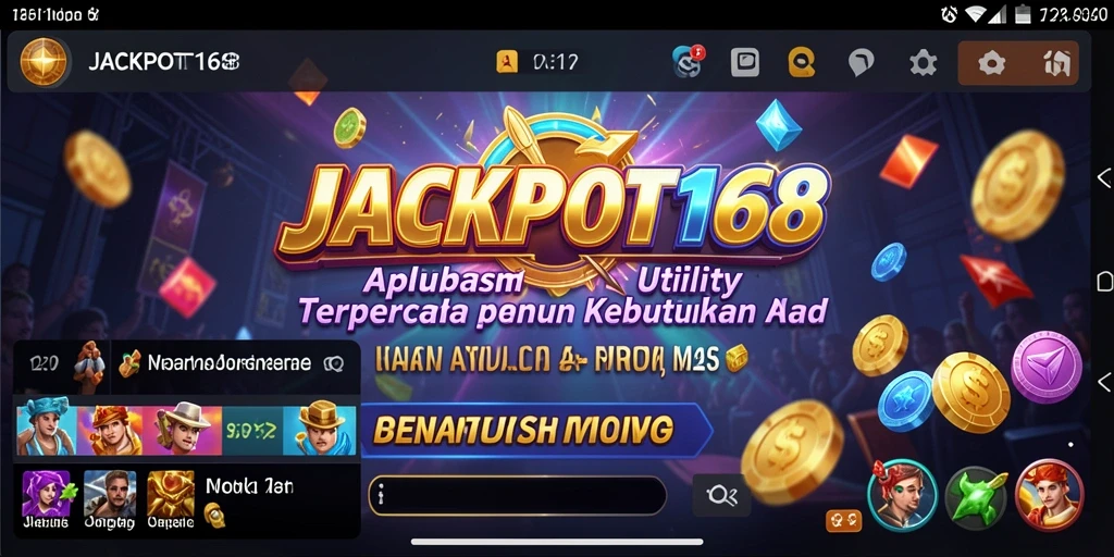 Tampilan utama aplikasi JACKPOT168 dengan fitur utilitas yang menarik.