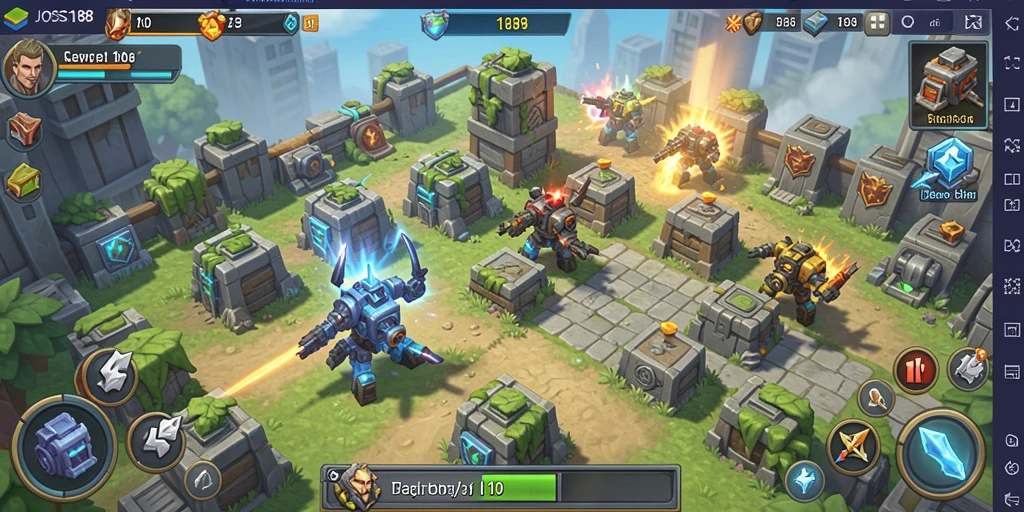 Gameplay menegangkan dalam JOSS188 saat melawan gelombang musuh.