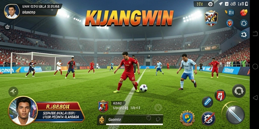 Tangkapan layar gameplay KIJANGWIN yang menampilkan aksi mendebarkan di lapangan.