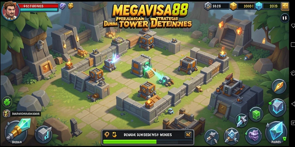 Tampilan gameplay menegangkan dalam MEGAVISA88 Tower Defense.