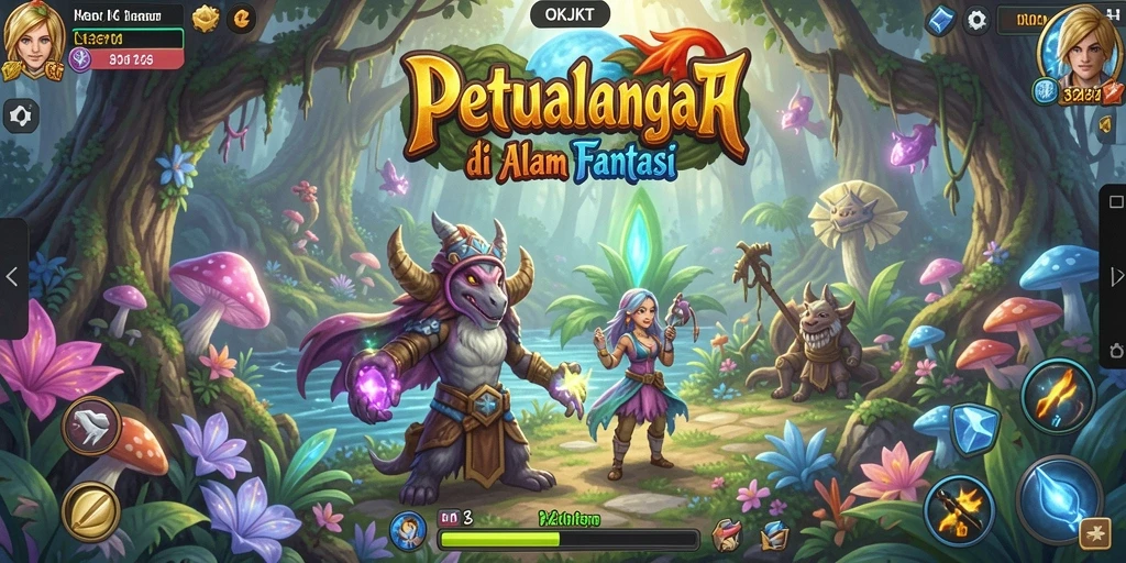 Tampilan gameplay seru di dunia fantasi OKJKT.