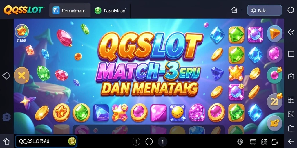 Tampilan gameplay seru dalam QQSLOT dengan kombinasi match-3.