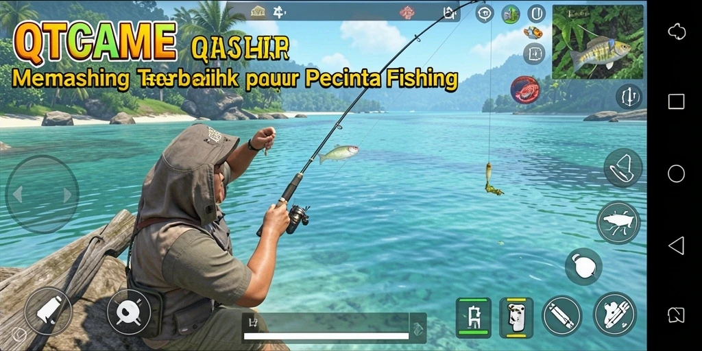 Tampilan menarik dari gameplay memancing di QTGAME.