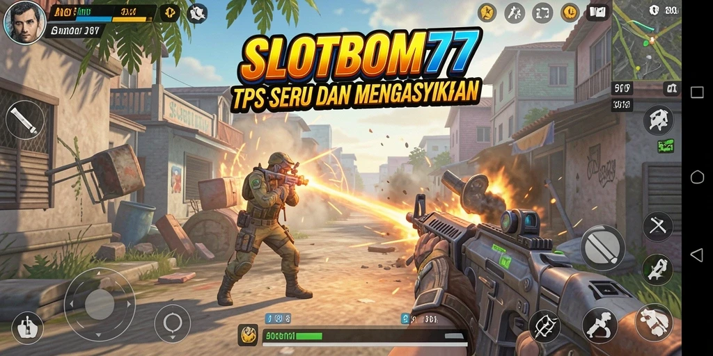 Gameplay SLOTBOM77 yang mendebarkan dengan aksi tembak-menembak.