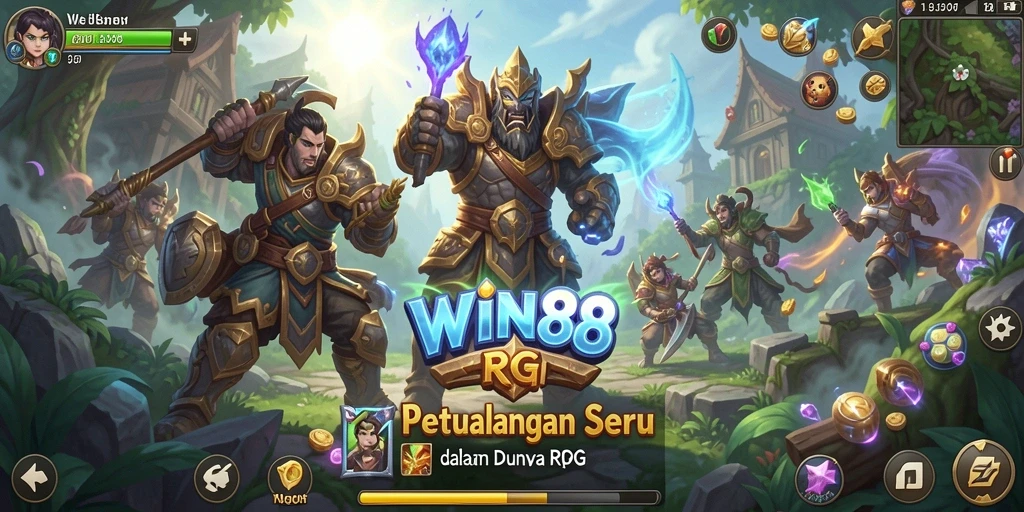 Screenshot gameplay WIN88 yang menampilkan aksi petualangan RPG.
