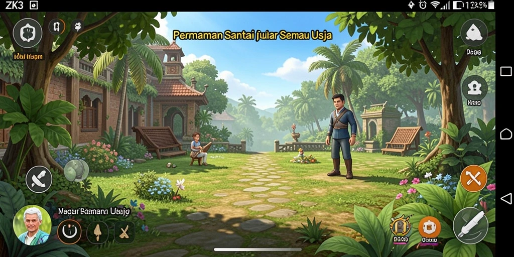 Tampilan gameplay ZK3 dengan antarmuka yang ceria dan interaksi yang menyenangkan.
